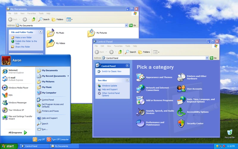 A screenshot of Windows XP, which was known for its stability and improved performance