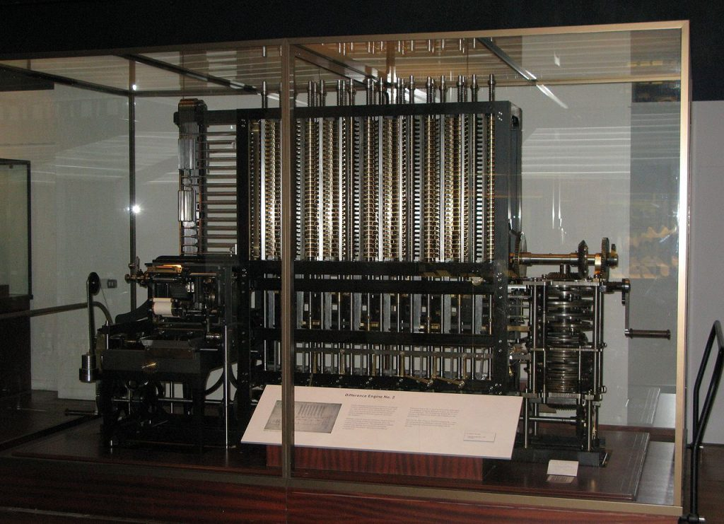 Illustration of the difference engine or Babbage's designs