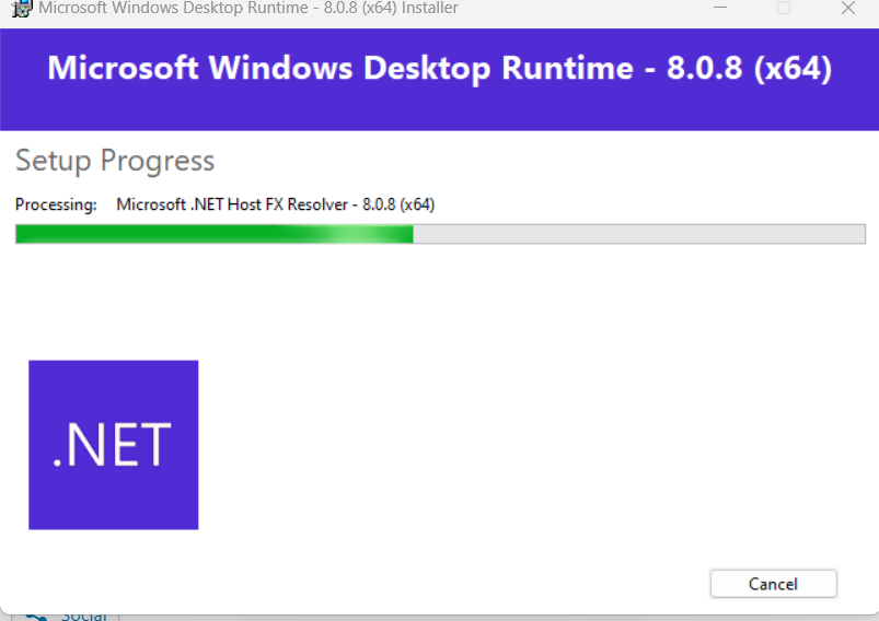 Installing Windows Desktop Runtime  for OFGB