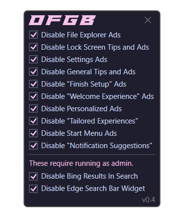 How to Disable Start Menu Ads in Windows 11 using OFGB Tool